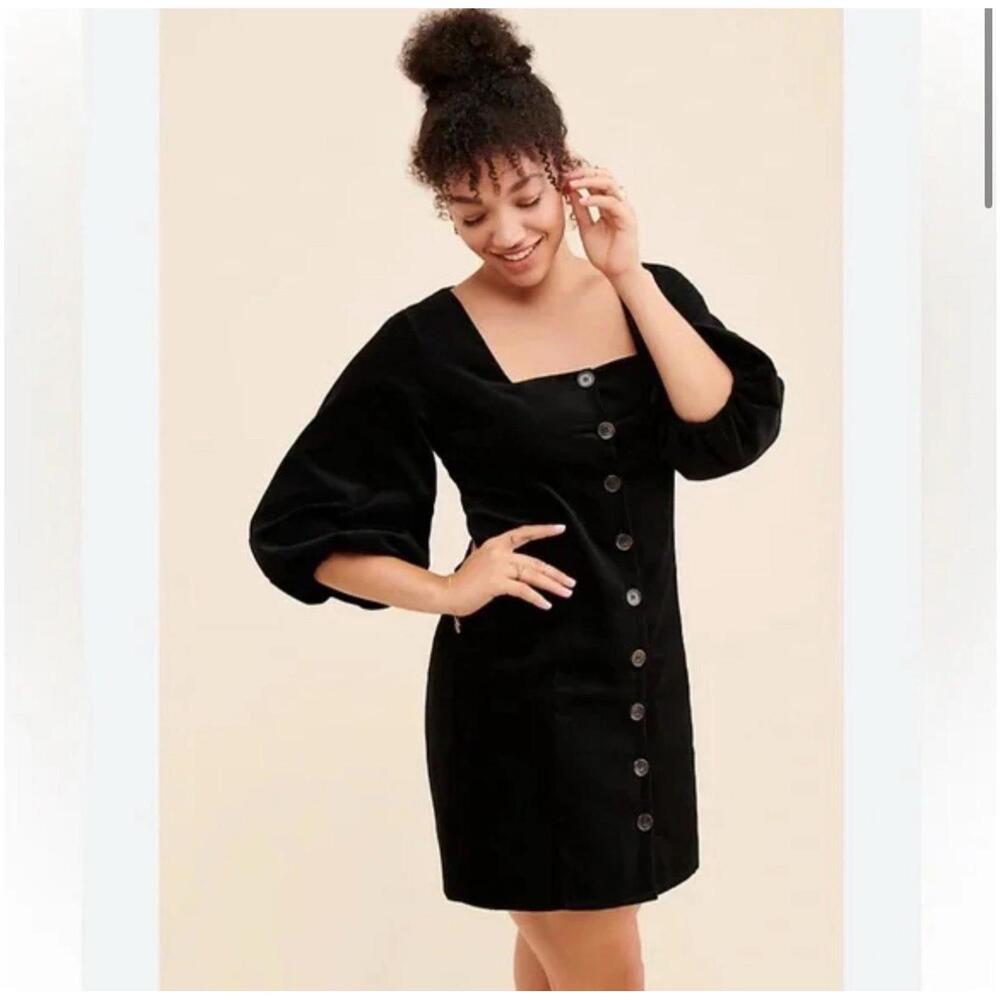 Women’s Rollas corduroy puff sleeve mini dress Medium M Black